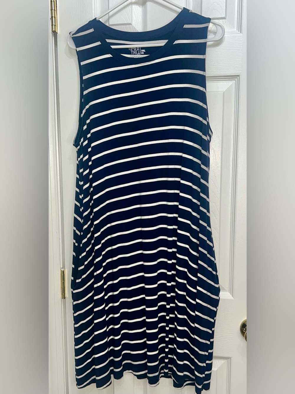 Navy and White Striped Sleeveless Dress